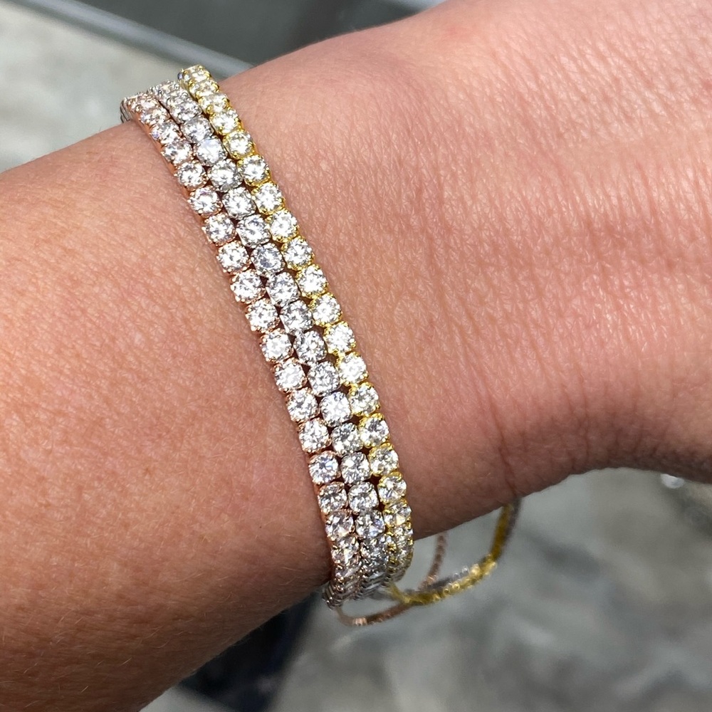 AZL Rose Gold Diamond Tennis Bracelet ~ Dainty Designer Bolo Bracelet